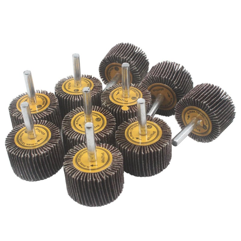 JUNLIXN 10 Pcs 40mm Flap Wheels, 1/4'' Shank 80 Grit Aluminum Oxide Grain Mounted Flap Sanding Wheel for Drill, Grinder, Rotary Tools - Image 2
